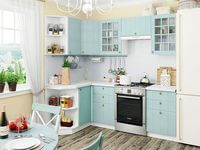 Небольшая угловая кухня в голубом и белом цвете Славянск-на-Кубани